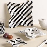 Hand Painted French Retro Hepburn Style Black & White Polka Dot Ceramic Plates - Julia M LifeStyles