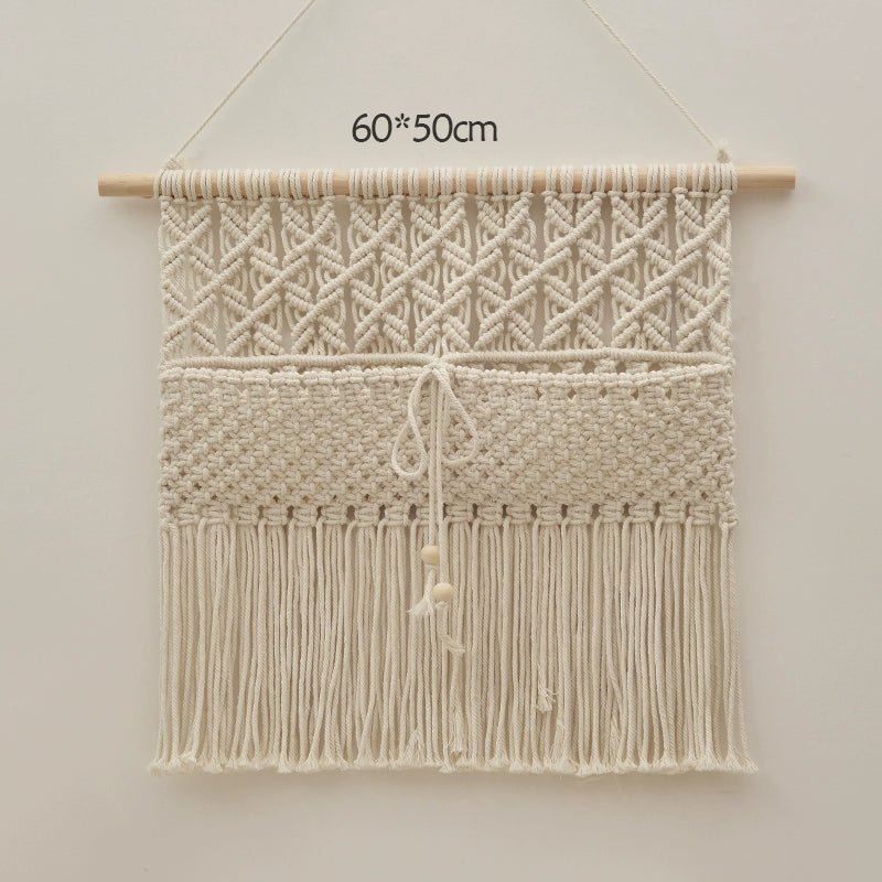 Hand - Woven Cotton Rope Tapestry with Dried Flower Pocket - Julia M LifeStyles