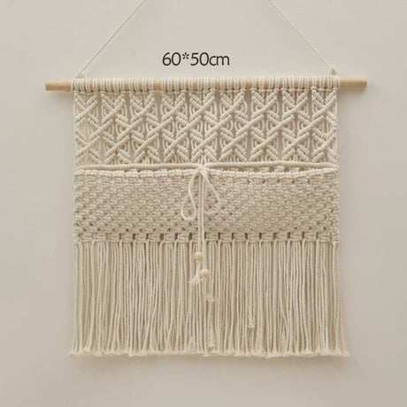 Hand-Woven Cotton Rope Tapestry with Dried Flower Pocket - Julia M LifeStyles