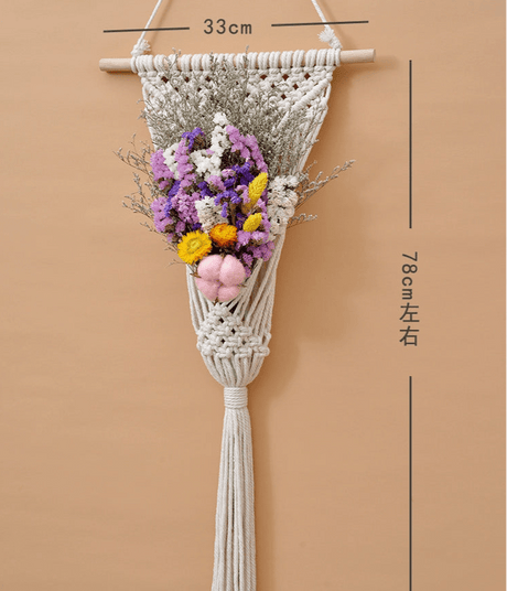 Hand - Woven Cotton Rope Tapestry with Dried Flower Pocket - Julia M LifeStyles