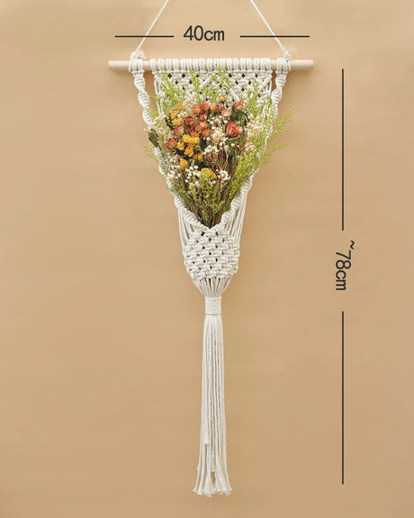 Hand - Woven Cotton Rope Tapestry with Dried Flower Pocket - Julia M LifeStyles