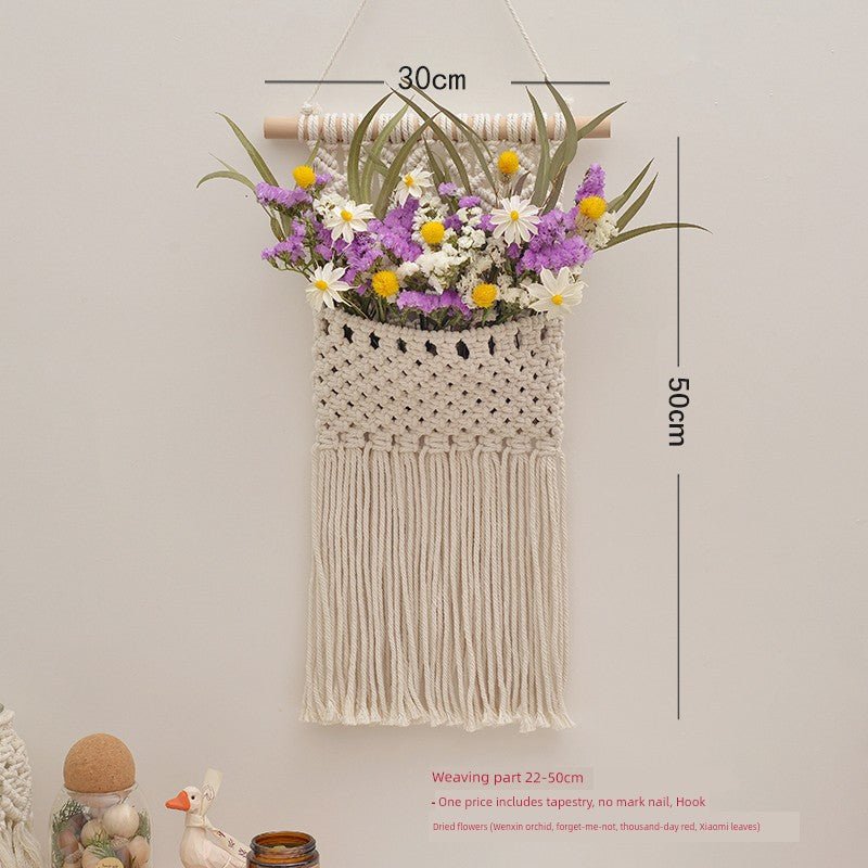 Hand - Woven Cotton Rope Tapestry with Dried Flower Pocket - Julia M LifeStyles