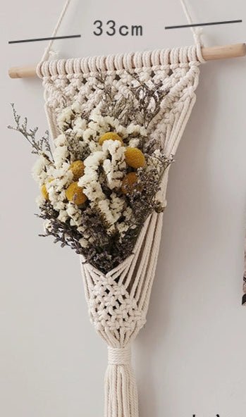 Hand - Woven Cotton Rope Tapestry with Dried Flower Pocket - Julia M LifeStyles