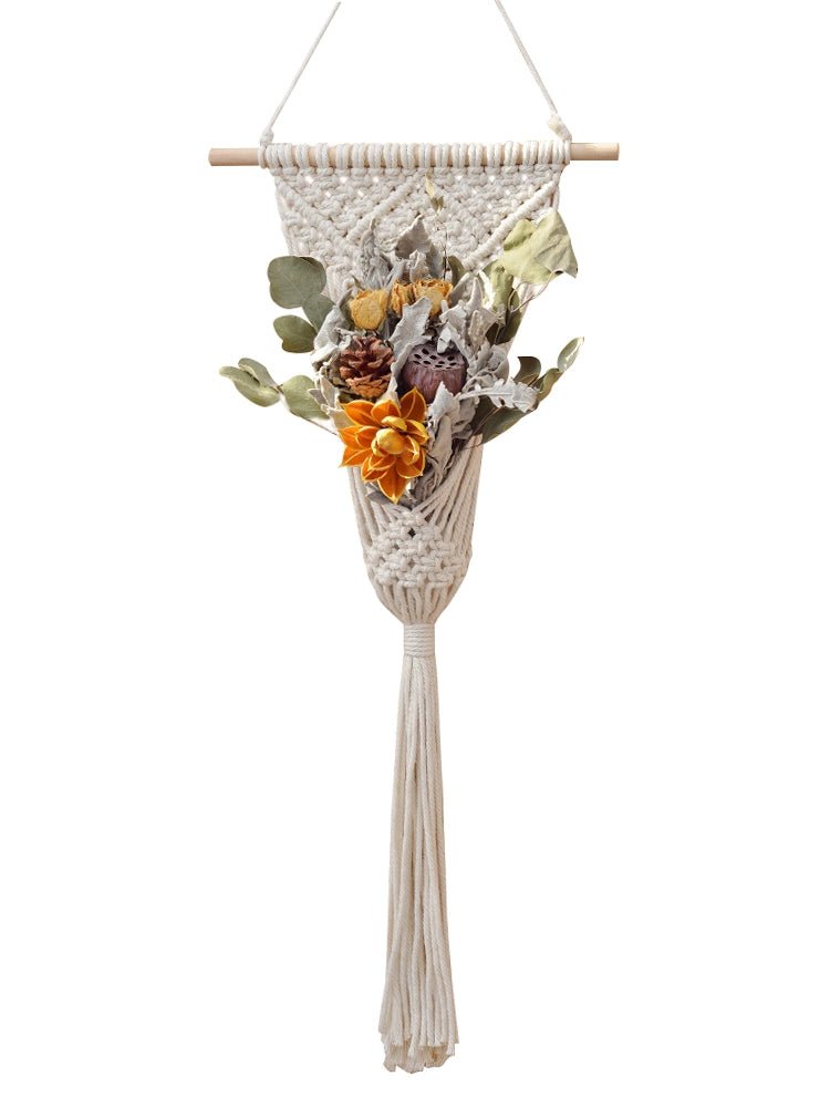 Hand - Woven Cotton Rope Tapestry with Dried Flower Pocket - Julia M LifeStyles