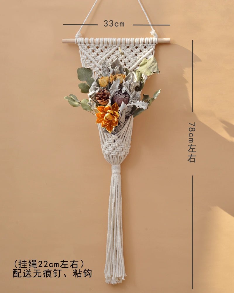 Hand - Woven Cotton Rope Tapestry with Dried Flower Pocket - Julia M LifeStyles