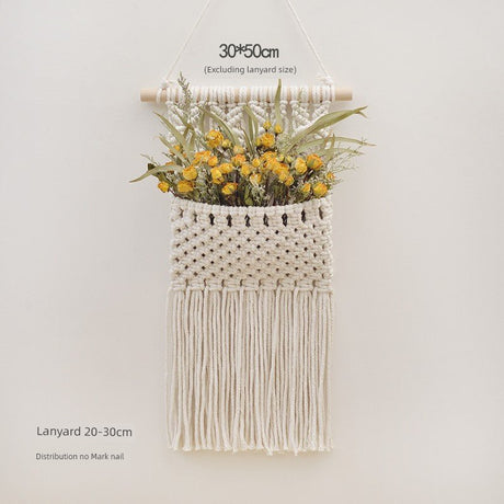 Hand - Woven Cotton Rope Tapestry with Dried Flower Pocket - Julia M LifeStyles