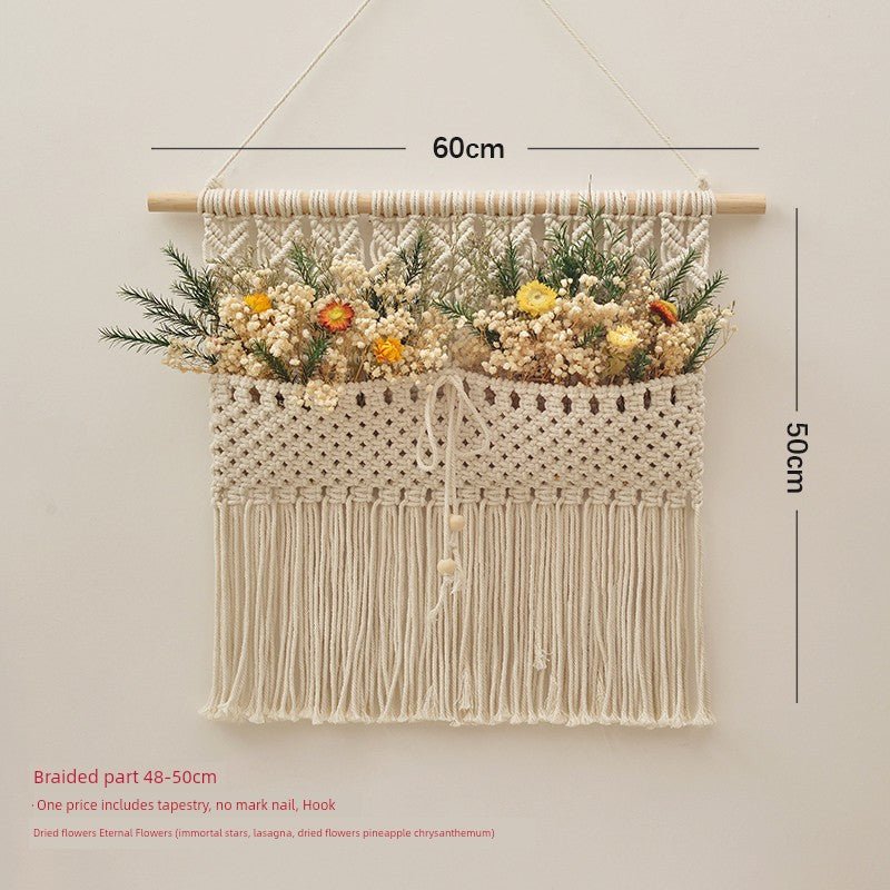 Hand - Woven Cotton Rope Tapestry with Dried Flower Pocket - Julia M LifeStyles