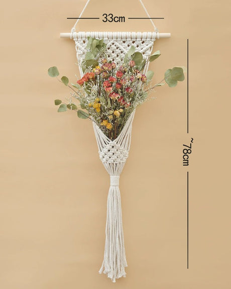 Hand-Woven Cotton Rope Tapestry with Dried Flower Pocket - Julia M LifeStyles