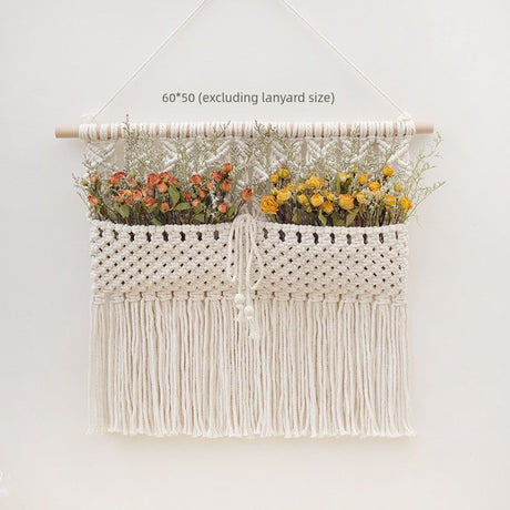 Hand - Woven Cotton Rope Tapestry with Dried Flower Pocket - Julia M LifeStyles