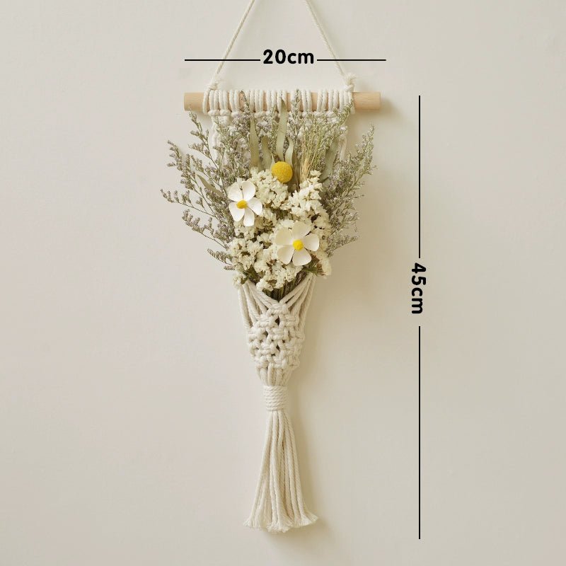 Hand - Woven Cotton Rope Tapestry with Dried Flower Pocket - Julia M LifeStyles