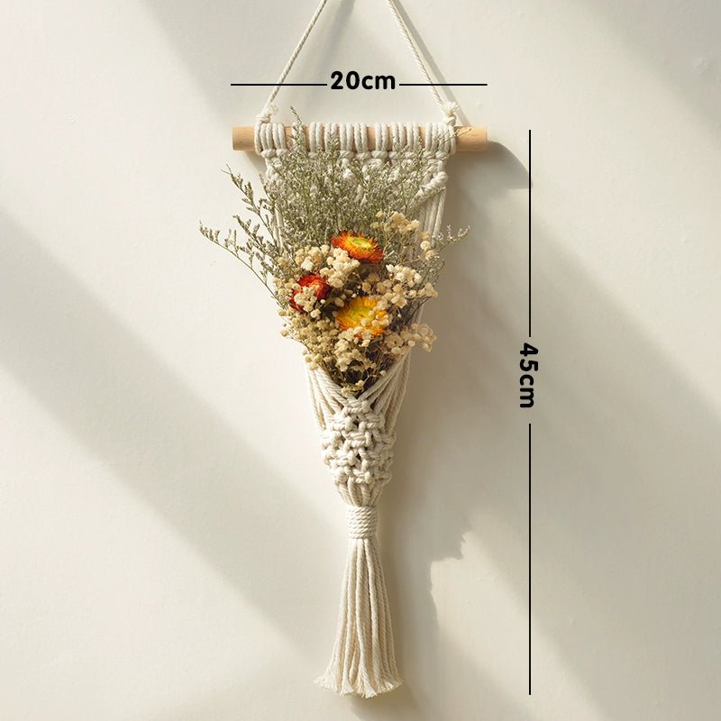 Hand - Woven Cotton Rope Tapestry with Dried Flower Pocket - Julia M LifeStyles