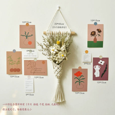 Hand-Woven Cotton Rope Tapestry with Dried Flower Pocket - Julia M LifeStyles