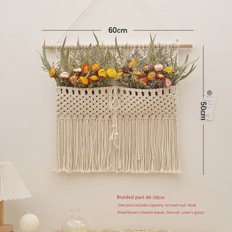 Hand - Woven Cotton Rope Tapestry with Dried Flower Pocket - Julia M LifeStyles