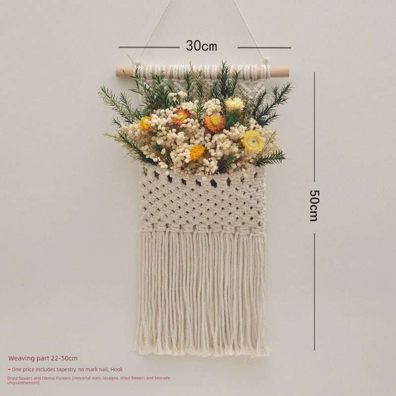 Hand - Woven Cotton Rope Tapestry with Dried Flower Pocket - Julia M LifeStyles