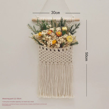 Hand-Woven Cotton Rope Tapestry with Dried Flower Pocket - Julia M LifeStyles