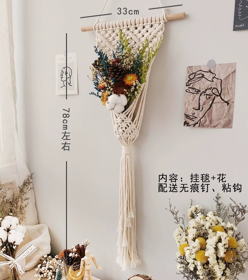 Hand - Woven Cotton Rope Tapestry with Dried Flower Pocket - Julia M LifeStyles