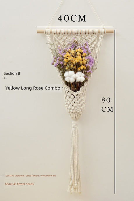 Hand - Woven Cotton Rope Tapestry with Dried Flower Pocket - Julia M LifeStyles