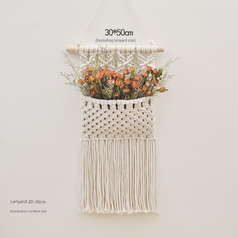 Hand - Woven Cotton Rope Tapestry with Dried Flower Pocket - Julia M LifeStyles