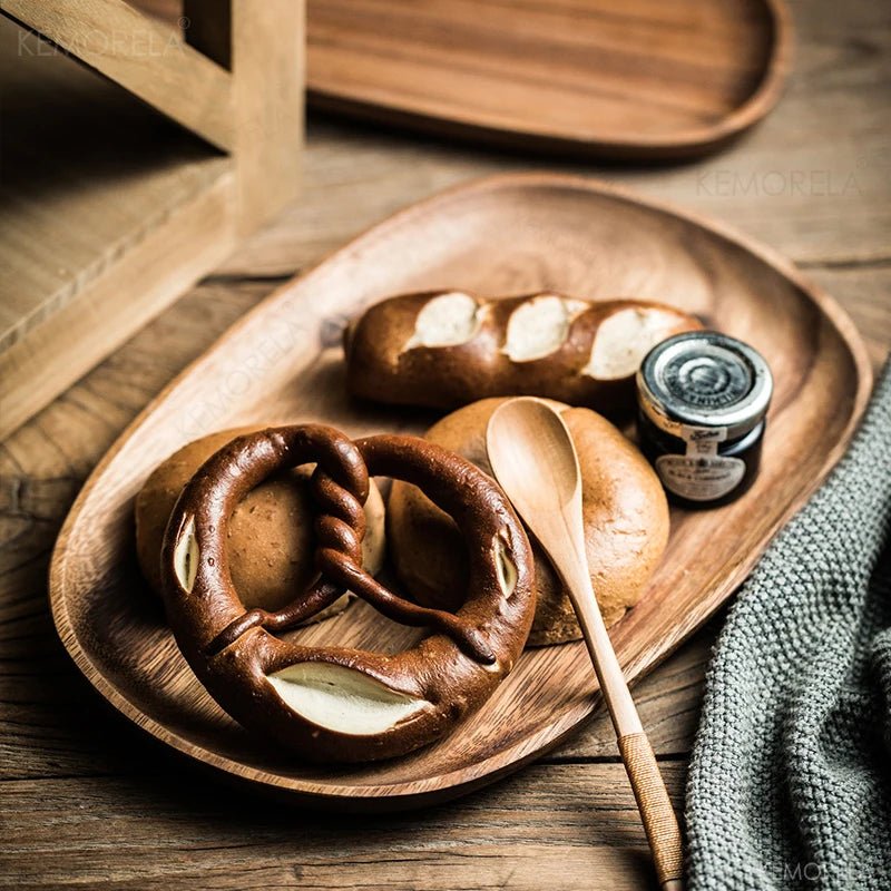 Handcrafted Irregular Oval Wood Plate Set - Julia M LifeStyles