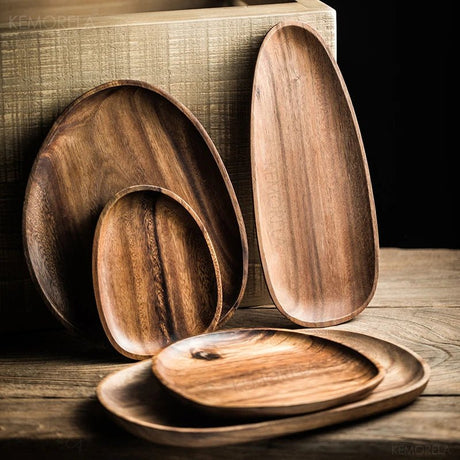 Handcrafted Irregular Oval Wood Plate Set - Julia M LifeStyles