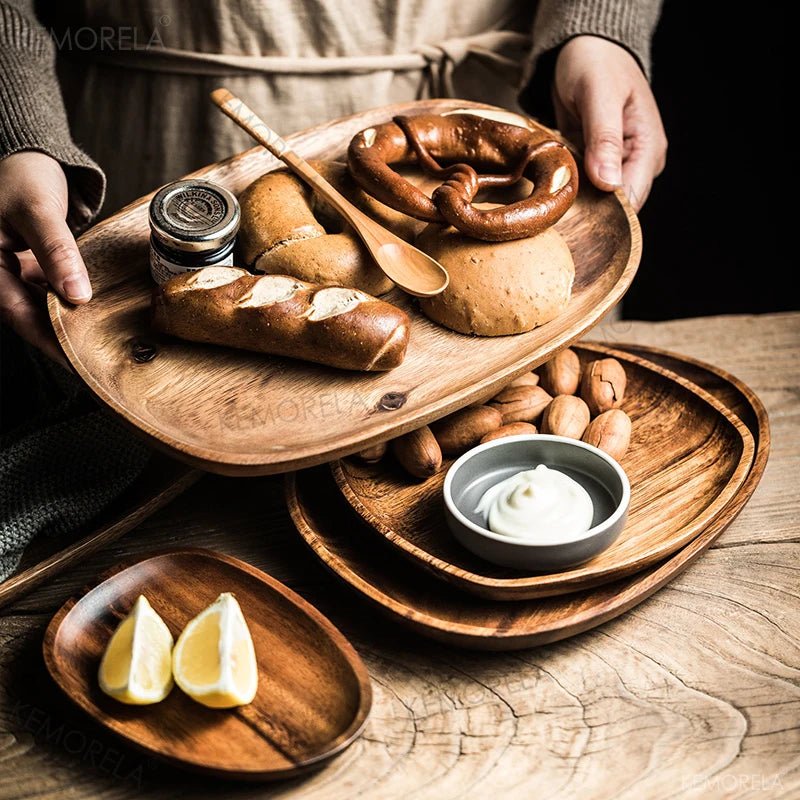 Handcrafted Irregular Oval Wood Plate Set - Julia M LifeStyles