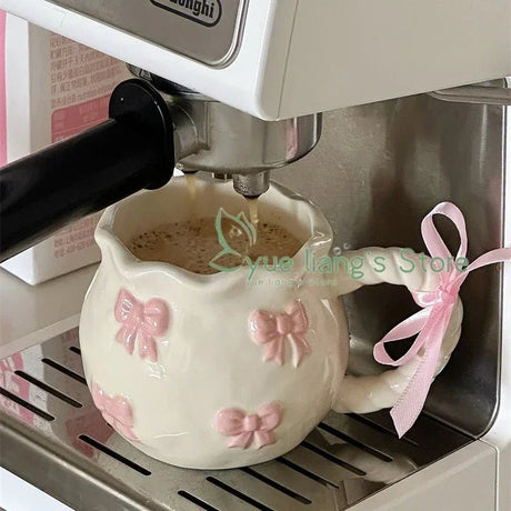 Artistic Pink Bow Handmade Ceramic Mug - Julia M LifeStyles