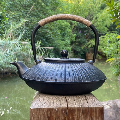 Handmade Japanese Style Cast Iron Kettle - Retro Umbrella Design - Julia M LifeStyles