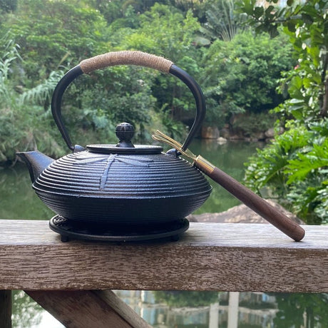 Handmade Japanese Style Cast Iron Kettle - Retro Umbrella Design - Julia M LifeStyles