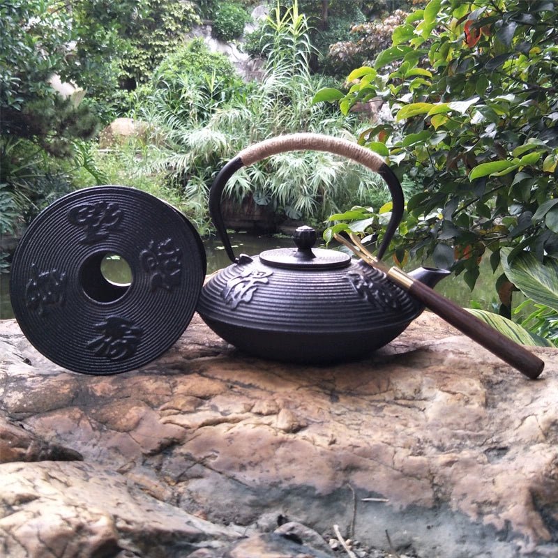 Handmade Japanese Style Cast Iron Kettle - Retro Umbrella Design - Julia M LifeStyles