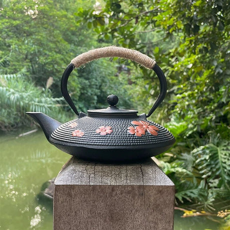 Handmade Japanese Style Cast Iron Kettle - Retro Umbrella Design - Julia M LifeStyles