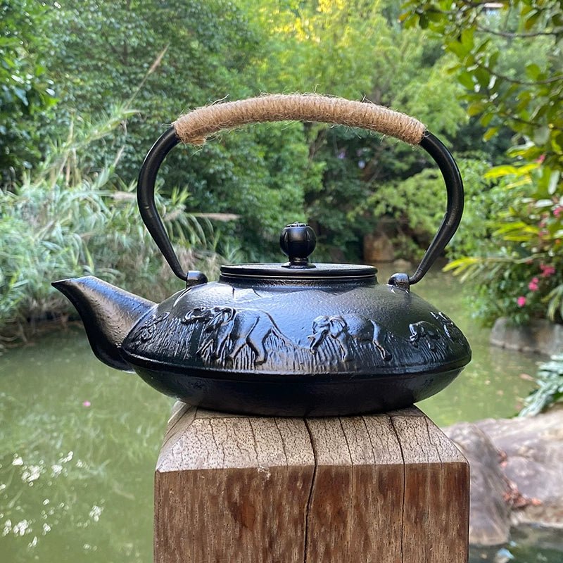 Handmade Japanese Style Cast Iron Kettle - Retro Umbrella Design - Julia M LifeStyles