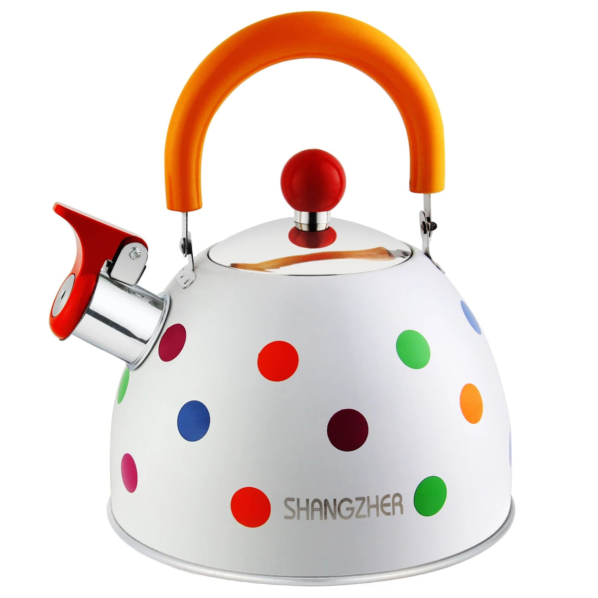 2.5L Stainless Steel Whistling Teapot - Dot Colour Design - Julia M LifeStyles