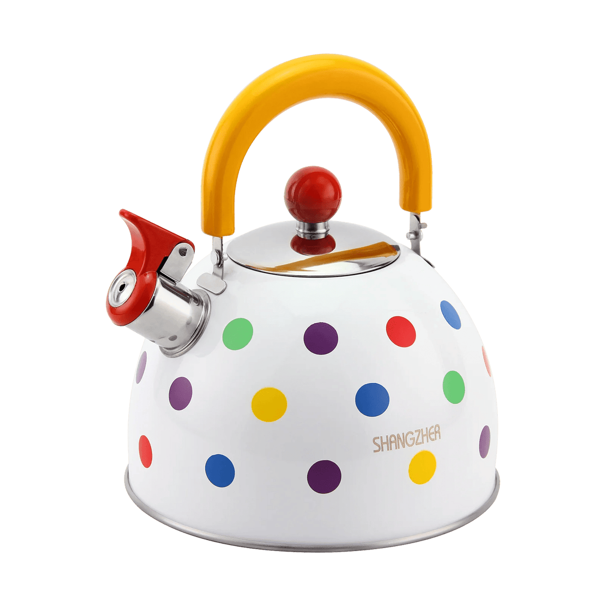 2.5L Stainless Steel Whistling Teapot - Dot Colour Design - Julia M LifeStyles