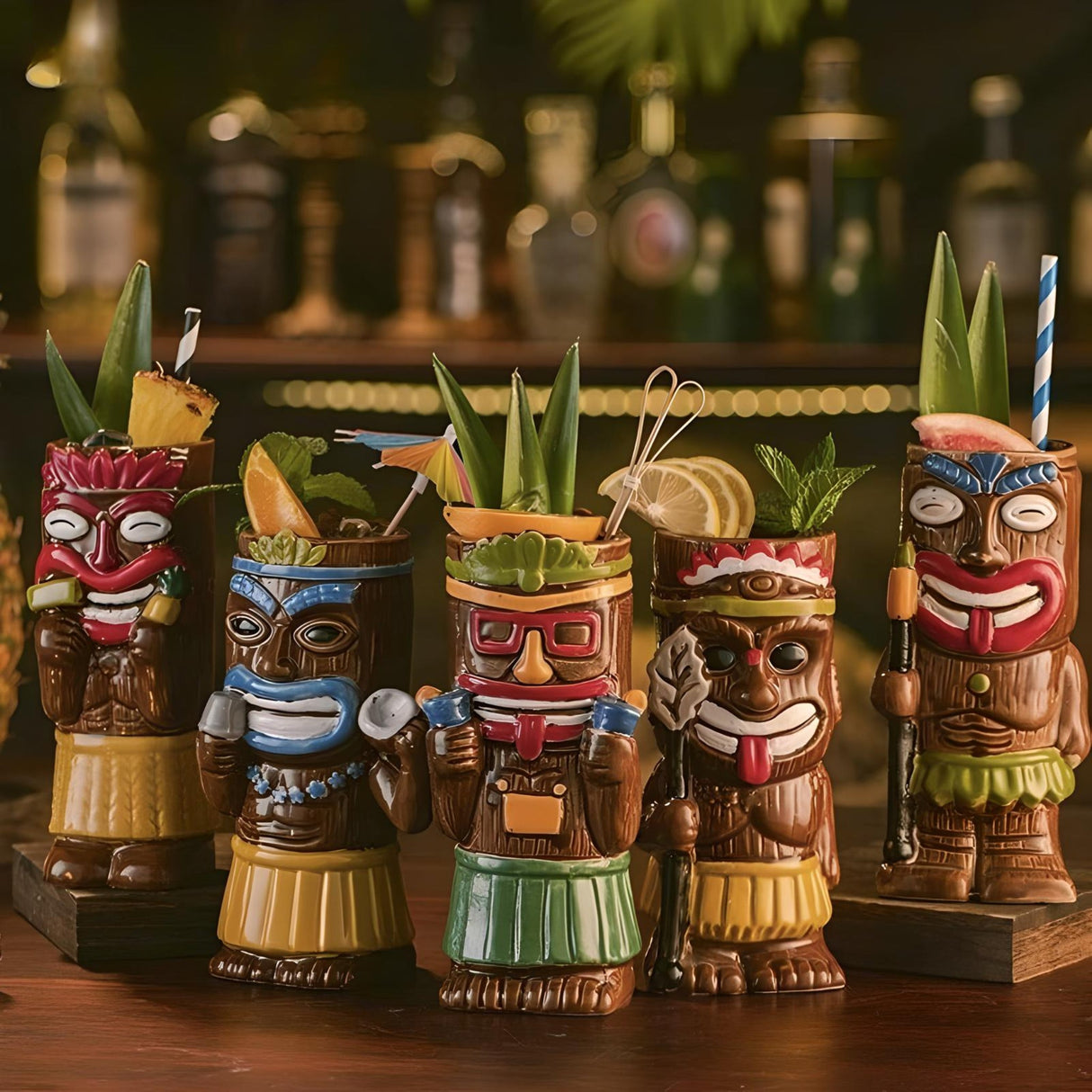 Hawaiian Brown Tiki Mug - Creative Zombie Cocktail Drinkware - Julia M LifeStyles