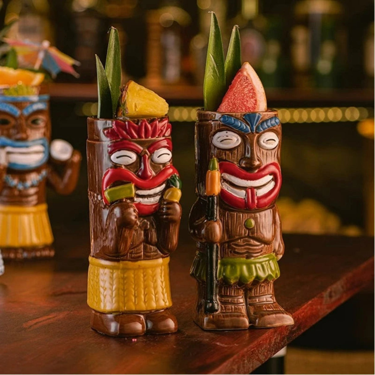 Hawaiian Brown Tiki Mug - Creative Zombie Cocktail Drinkware - Julia M LifeStyles