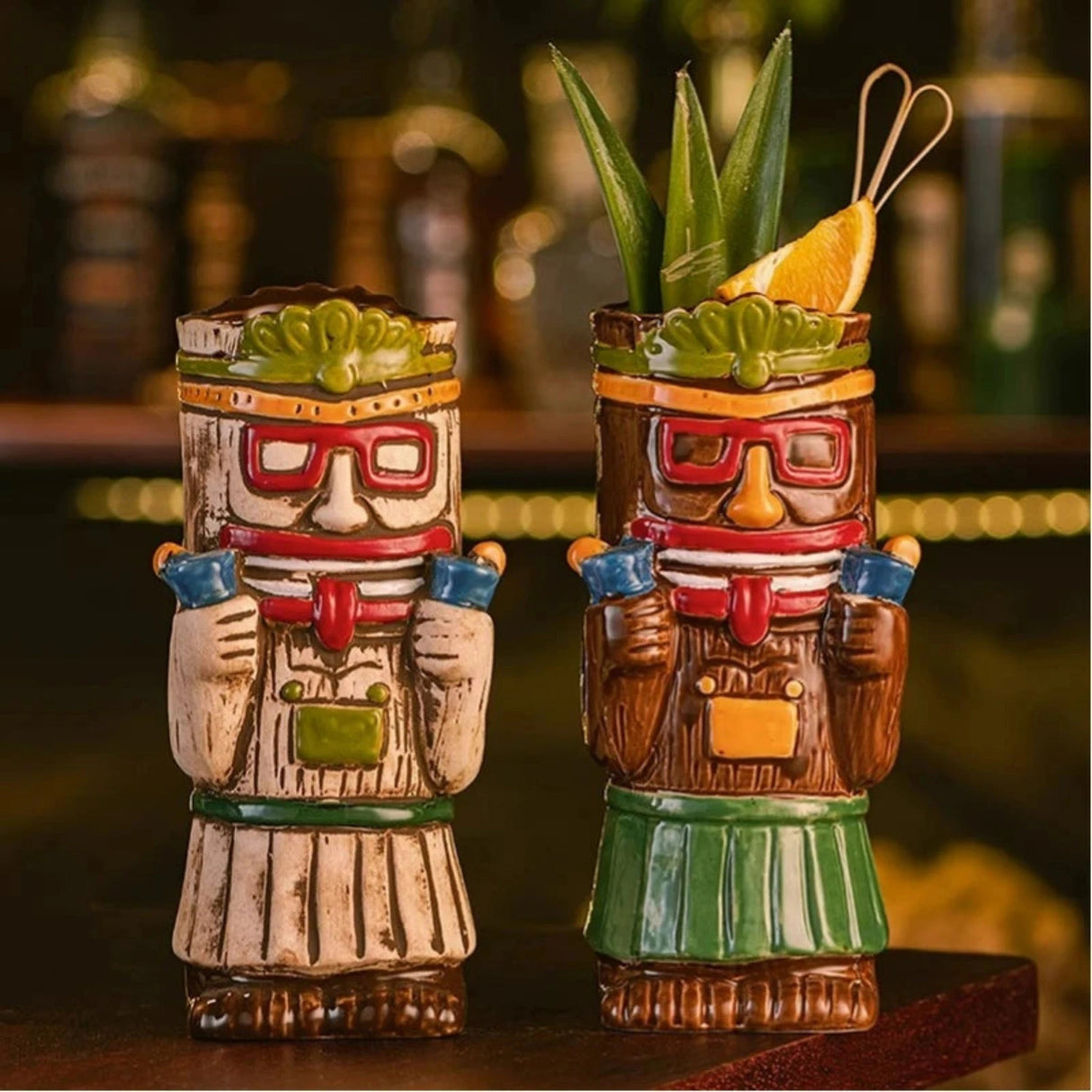 Hawaiian Brown Tiki Mug - Creative Zombie Cocktail Drinkware - Julia M LifeStyles