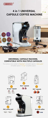 Hebrew 4 in 1 Multiple Capsule Coffee Maker | Hot & Cold Milk Foaming Frother - Julia M LifeStyles