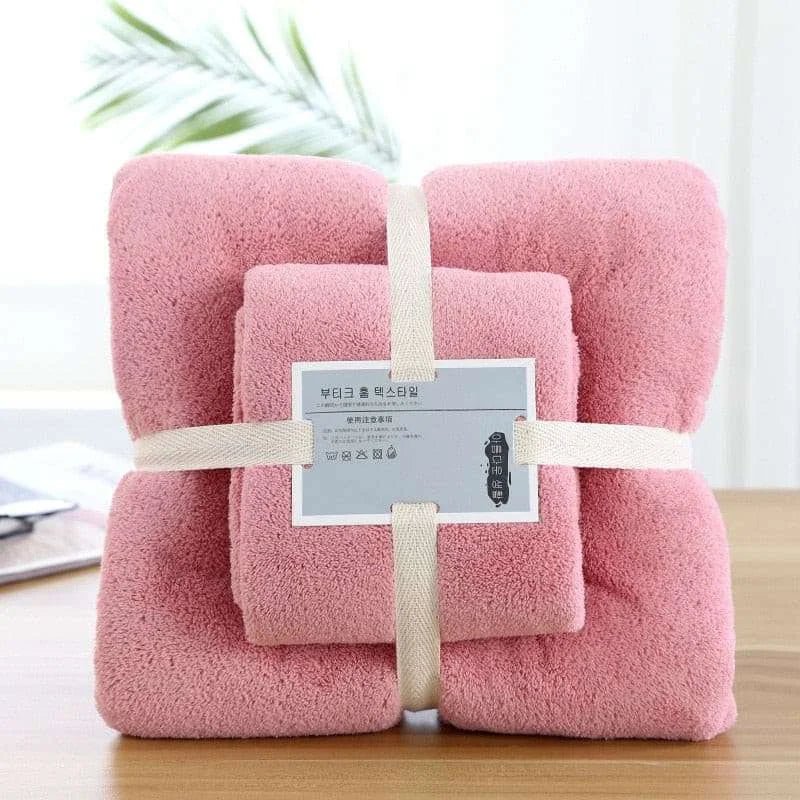 High Absorbent Soft Coral Fleece Bath Towel set - Julia M LifeStyles