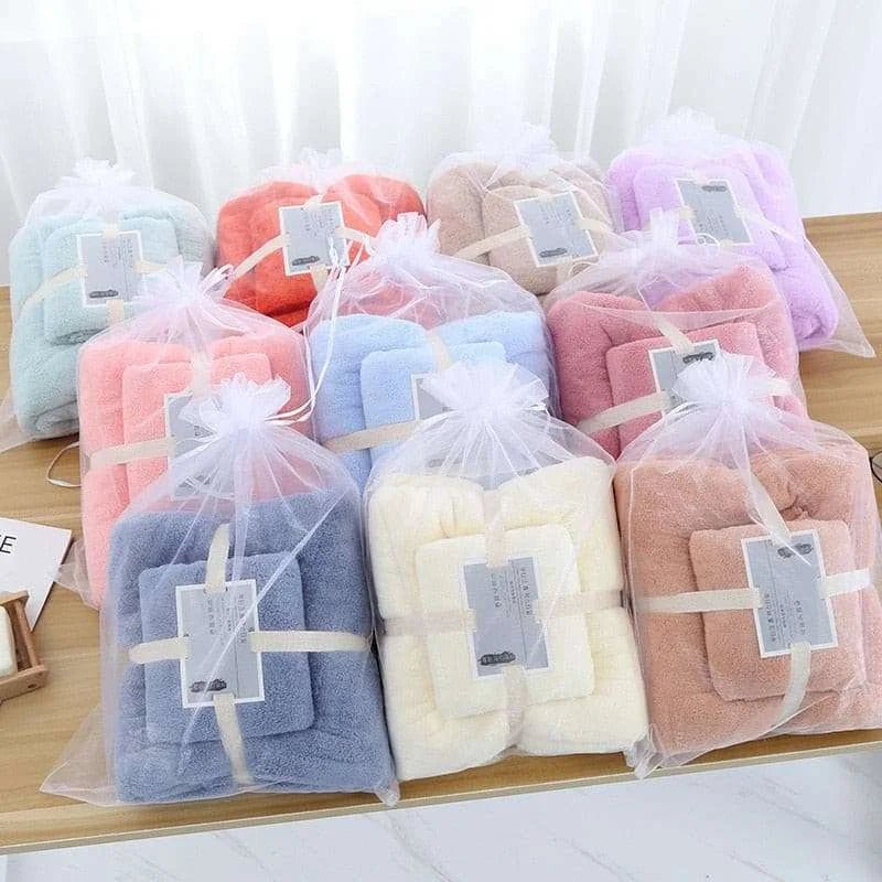 High Absorbent Soft Coral Fleece Bath Towel set - Julia M LifeStyles