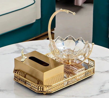 High - End Household Metal Tissue Box Household Living Room Dining Table Golden Paper Extraction Box European Entry Lux Coffee Table Napkin Box - Julia M LifeStyles