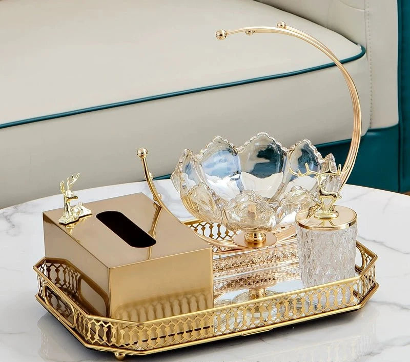 High - End Household Metal Tissue Box Household Living Room Dining Table Golden Paper Extraction Box European Entry Lux Coffee Table Napkin Box - Julia M LifeStyles