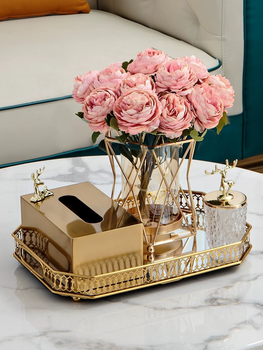 High - End Household Metal Tissue Box Household Living Room Dining Table Golden Paper Extraction Box European Entry Lux Coffee Table Napkin Box - Julia M LifeStyles