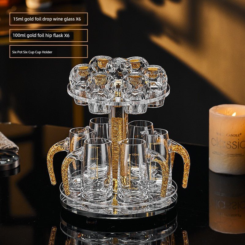 High - Grade Crystal White Wine Glass Liquor Divider Home Use Set Accessible Luxury Gold Foil Shooter Glass One Shot Cup Shot Glass Wine Pot - Julia M LifeStyles