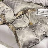 High Quality Satin Jacquard And Cotton Chic Gold Edge Duvet Cover Set - Julia M LifeStyles