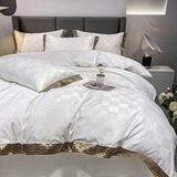 High Quality Satin Jacquard And Cotton Chic Gold Edge Duvet Cover Set - Julia M LifeStyles