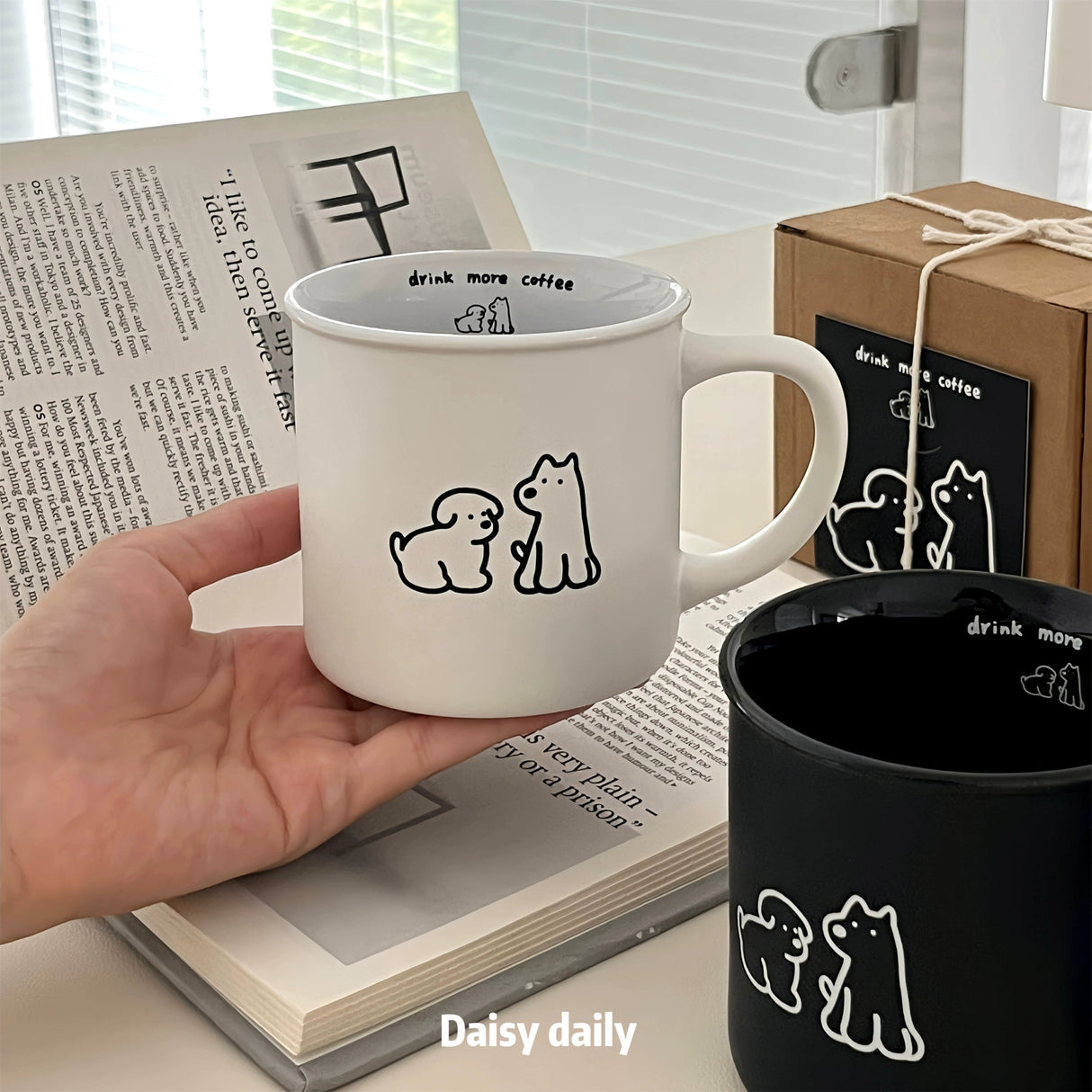 Cute Black White Puppy Mug - High-Temperature Resistant Ceramic Cup - Julia M LifeStyles