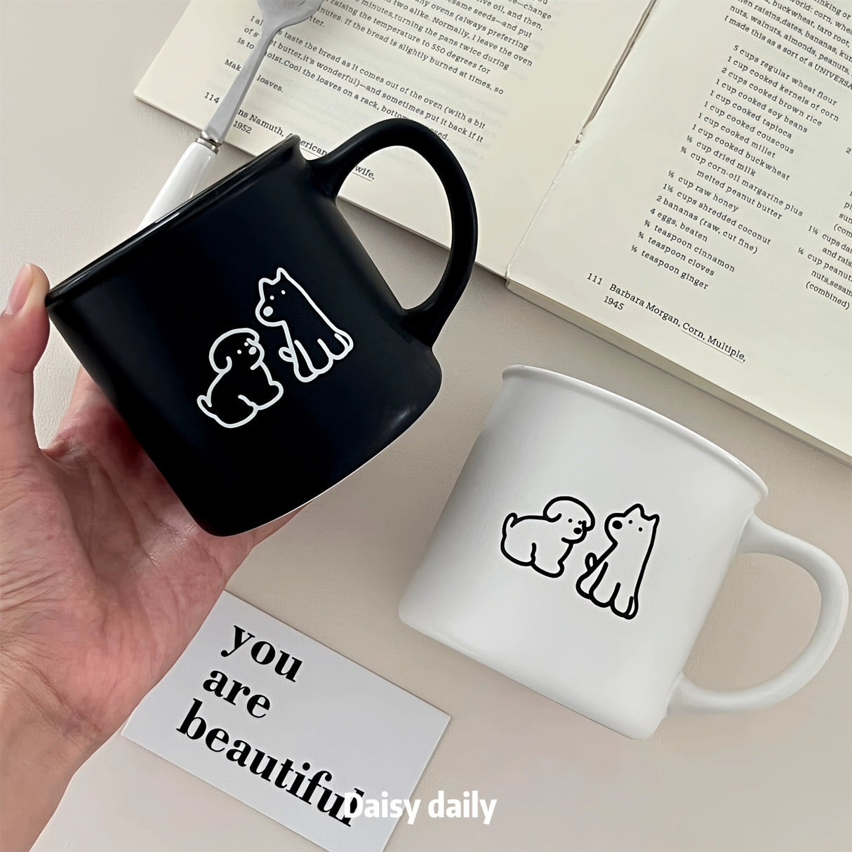 Cute Black White Puppy Mug - High-Temperature Resistant Ceramic Cup - Julia M LifeStyles