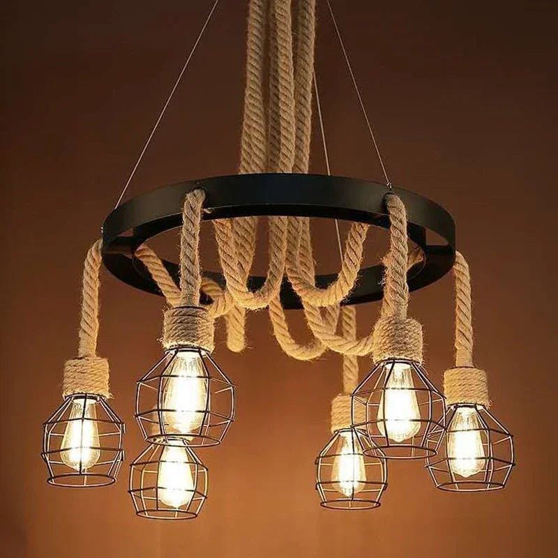 Industrial rustic pendant lights Indoor Lamp para sala hanging rope lights for living dining room Home suspended luminaire - Julia M LifeStyles