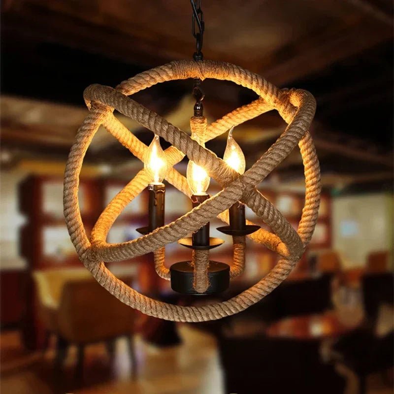 Industrial rustic pendant lights Indoor Lamp para sala hanging rope lights for living dining room Home suspended luminaire - Julia M LifeStyles