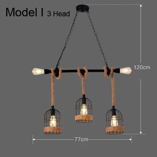 Industrial rustic pendant lights Indoor Lamp para sala hanging rope lights for living dining room Home suspended luminaire - Julia M LifeStyles